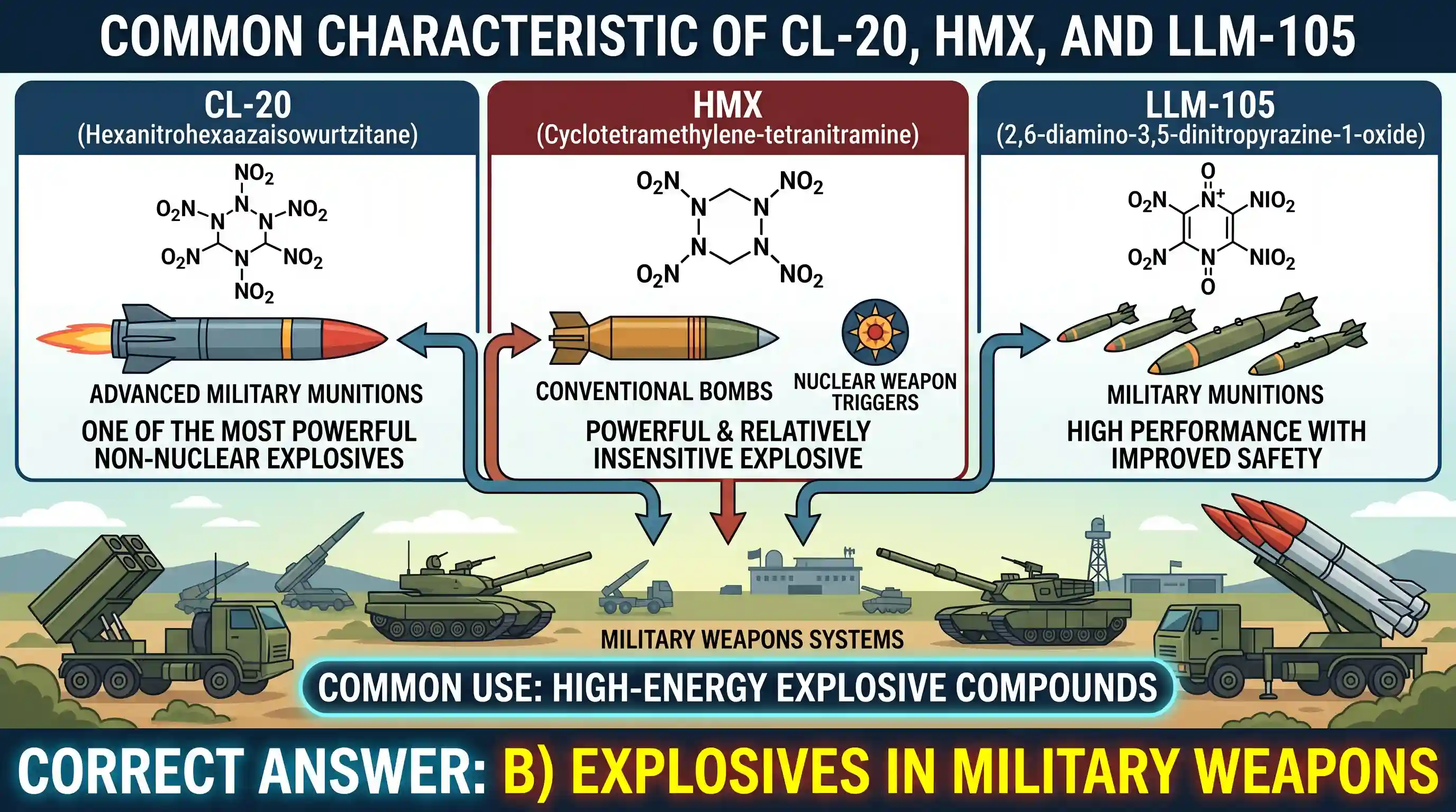science-and-technology: What is the common characteristic of the chemical substances generally known as CL-20, HMX and LLM-105, which are someti